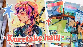 Opening a HUGE box of Kuretake products  drawing process ✨🎨 [upl. by Alios]