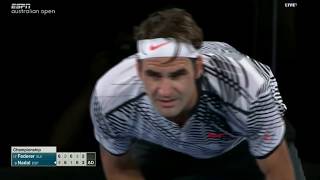 Federer vs Nadal  Australian Open 2017  Last 5 games with commentary [upl. by Ahkos]