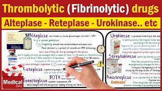 Pharmacology CVS 25 Thrombolytic Drugs Mechanism Of Action Alteplase  Reteplase  Urokinase [upl. by Afrikah]