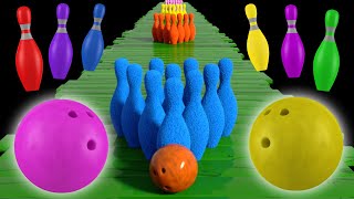 Bouncing Bowling Ball Kinetic Sand Smashes Alphabet Shapes for Kids Binkie TV [upl. by Ladnyc]