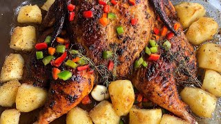 How To Make Oven Roasted Butterflied Jerk Chicken [upl. by Paradies]