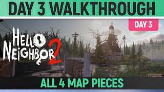 Hello Neighbor 2  Day 3 Full Walkthrough 🏆 How to find the 4 Map Pieces and complete Day 3 [upl. by Eyde]