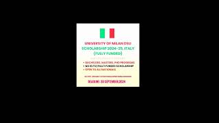 University of Milan DSU Scholarship 202425 in Italy 🇮🇹 scholarship italy dsu education [upl. by Karola]