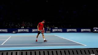 Thiem vs Dimitrov ATP Finals 2017 Court Level [upl. by Nwahsd]