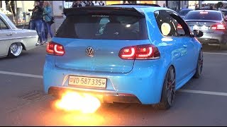 VW Golf R Mk6 with Turbo 2 STEP at Wörthersee 2019  FLAMES amp LOUD BANGS [upl. by Lellih931]