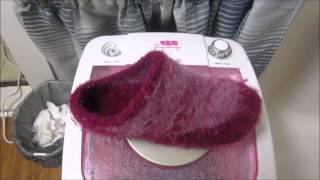 Felting a Knitted Slipper [upl. by Sigismond386]