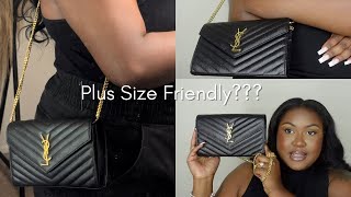 MY FIRST YSL YSL Monogramme Large Grain de Poudre Wallet on Chain Review  Plus Size Friendly [upl. by Ahsinnor]