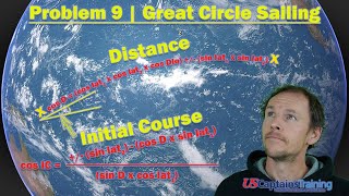 Great Circle Sailing  Problem 9  Distance amp Initial Course [upl. by Sachs]