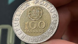 1992 Portugal 100 Escudos Coin • Values Information Mintage History and More [upl. by Dnanidref]