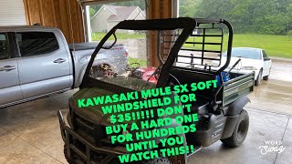 Kawasaki Mule SX soft windshield unboxingreviewinstall [upl. by Moriarty]