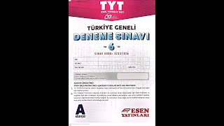 ESEN 6 NOLU TYT TÜRKİYE GENELİ DENEME SINAVI SORU ÇÖZÜMLERİ 12062023 [upl. by Desiri167]