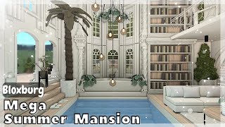 BLOXBURG Mega Summer Mansion Speedbuild interior  full tour Roblox House Build [upl. by Heloise]