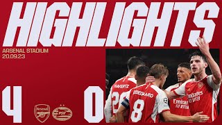 HIGHLIGHTS  Arsenal vs PSV Eindhoven  Champions League  Saka Trossard Gabriel Jesus Odegaard [upl. by Laehcym]