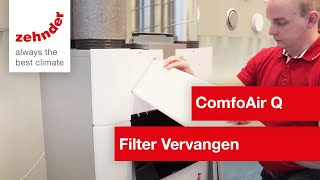 Hoe vervang je het Filter van de ComfoAir Q  Instructievideo  Zehnder Group Nederland [upl. by Yliram]