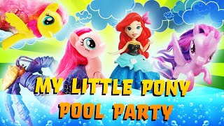 My Little Pony Pool Party Rainbow Dash Twilight Sparkle amp Fluttersh become Sea Pony Mermaids [upl. by Gagnon]