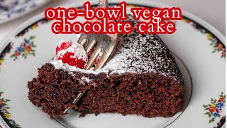 Easy OneBowl Vegan Chocolate Cake  Delicious Desserts [upl. by Zimmer894]