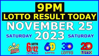 9pm Lotto Result Today November 25 2023 Saturday [upl. by Dill]