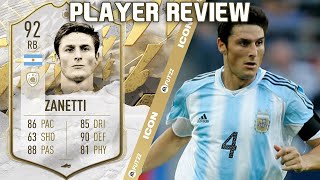 EL PUPI 🤩 92 PRIME ICON JAVIER ZANETTI PLAYER REVIEW FIFA 22 ULTIMATE TEAM [upl. by Sirovat252]