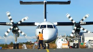 Widerøe Dash8300 startup at Stord airport 2016 [upl. by Olinde700]