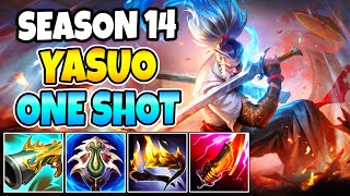 FULL BURST YASUO SEASON 14 NEW ITEMS FULL LETHALITY  FORESEEN YASUO ONESHOT  League of Legends [upl. by Aleuqahs]