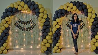 simple amp Easy 2Color Spiral Balloon Arch without stand Birthday New Year Backdrop decoration ideas [upl. by Animlehliw854]