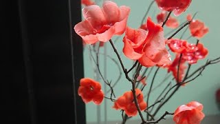 DIYCandle wax flowersEasy candle flower makingDry stem craftArtificial flower treeHome decore [upl. by Iadrahs]