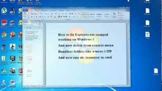 How to fix Explorerexe 100 working tutorial stopped workingnot responding for windows 7 [upl. by Iadahs]