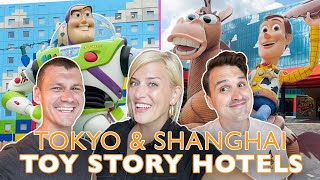 TOKYO VS SHANGHAI Asia Disneyland Toy Story Hotels  Room Tours Snacks Review [upl. by Ivanna]