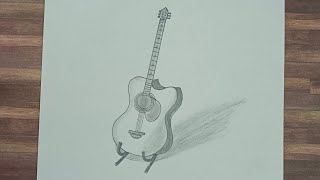 How to draw guitar guitar drawing drawingtutorial pencildrawing [upl. by Leonor]