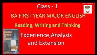 BA FIRST YEAR MAJOR ENGLISH Literature and Composition Class  1ExperienceAnalysis and Extension [upl. by Nattirb]