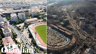 Before and after drone footage shows extent of devastation in quakeshit Turkey [upl. by Daffie]