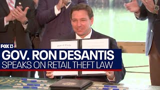 Governor DeSantis speaks on new retail theft law with Florida Attorney General [upl. by Leggat]