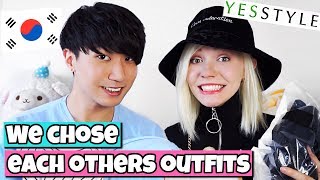 Korean Boy amp German Girl Do The Couple Outfit Challenge  Yesstyle [upl. by Ahtan]