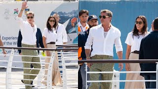 Brad Pitt girlfriend arrive in Venice after film festival works schedule to avoid Angelina Jolie [upl. by Lecrad]