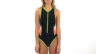 TYR Solid Zipper One Piece  SwimOutletcom [upl. by Yenetruoc]