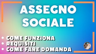 Come richiedere la PENSIONE SOCIALE [upl. by Kokoruda]