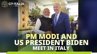 PM Modi holds a conversation with US President Biden in Italy [upl. by Onitrof939]