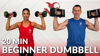 20 Min Beginner Dumbbell Full Body Workout at Home Strength Training [upl. by Harle]