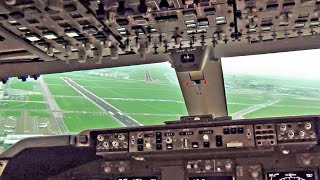 BOEING 747400 COCKPIT VIEW  BREAKOFF Landing Amsterdam Schiphol [upl. by Annaicul]