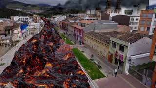 Volcán Galeras erupción apocalíptica destrucción de pasto virtual [upl. by Enehpets449]