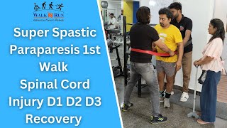 Super Spastic Paraparesis 1st Walk  Spinal Cord Injury D1 D2 D3 RecoveryWalking after Paraplegia [upl. by Ayvid348]