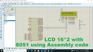 interfacing lcd 162 with 8051 microcontroller in proteus using assembly language in uvision keil [upl. by Ellevehc]