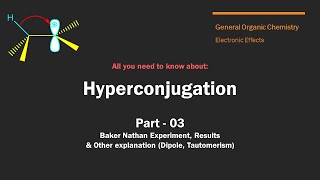 Hyperconjugation Part03 Baker Nathan Exp  Menshutkin Rxn  NoBond Resonance  Tautomerization [upl. by Anowahs]