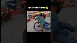 High chair crash 😅😂  stunt cyclestunt shorts viral youtubeshorts viralshorts crush [upl. by Ydeh208]