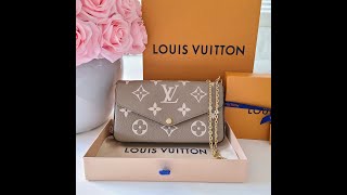 Louis Vuitton LV Felicie Pochette Empreinte Leather Bicolor Monogram Unboxing Video [upl. by Annalee961]