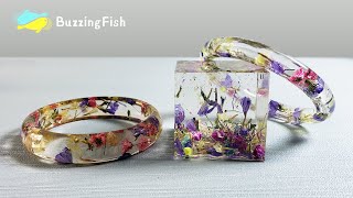 How to make a BRACELET and PAPERWEIGHT Dried Flowers 🌼 and Resin [upl. by Digirb]