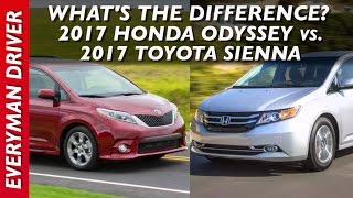 Whats the Difference 2017 Honda Odyssey vs 2017 Toyota Sienna on Everyman Driver [upl. by Gazzo]