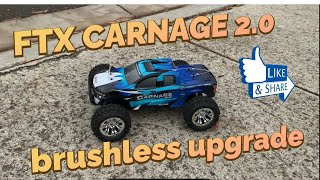 BRUSHLESS UPGRADE FTX CARNAGE 20 its FAST 3500kv 3650 3S [upl. by Irianat]