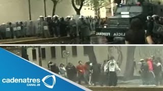 Enfrentamientos entre anarquistas y Policía Federal en el Centro Histórico [upl. by Scharaga]