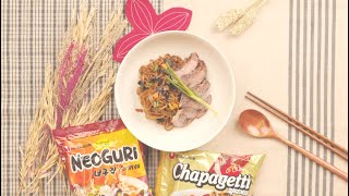 Recette de Jjapaguri  Nouilles Jjapaghetti et Neoguri mélangées Ramdon [upl. by Yeltsew]